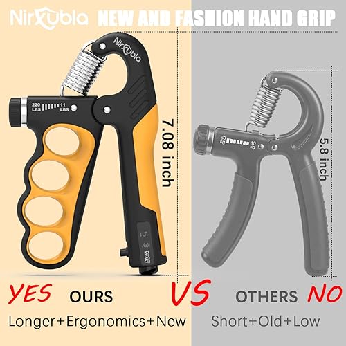 Miniatura 5 de Entrenador fortalecedor de agarre de mano, resistencia ajustable, 11 LBS-220 libras, fortalecedor de antebrazo, exprimidor de mano con contador
