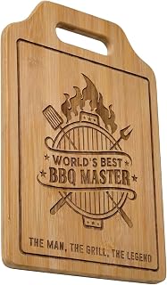 1 Pc Handmade Engraved Bamboo Cutting Board, Personalized BBQ Master Design, Housewarming Gifts, 50th Birthday Gifts for Men (31x22cm)