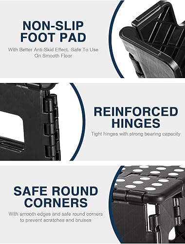 Miniatura 127 de Dyforce Taburete plegable de 9 pulgadas, taburete para niños, taburetes resistentes para adultos, taburetes de pie compactos, taburetes ligeros para