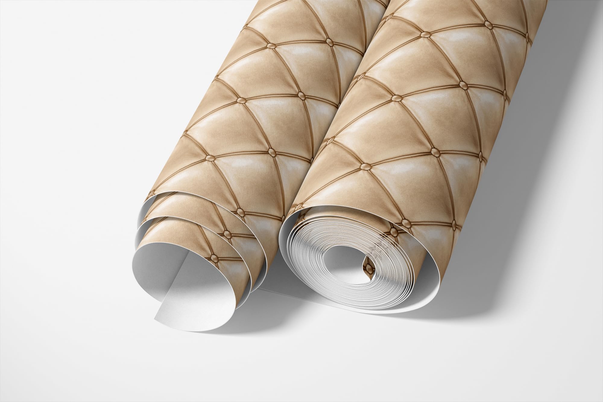 Tapeta flizelinowa beżowa wygląd tapicerowany tapeta Chesterfield