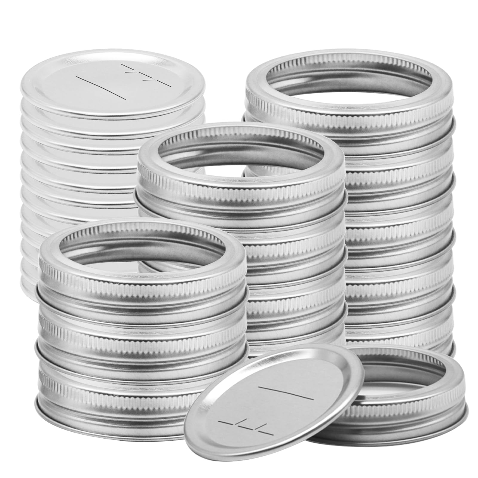 Canning Lids with Rings 24Pcs Canning Lids and Bands/Rings for Mason Jar, Ball or Kerr Jars, Split-type Metal Lids with Silicone Seals Rings Leak Proof (12Lids + 12Rings for Regular Mouth Jar)