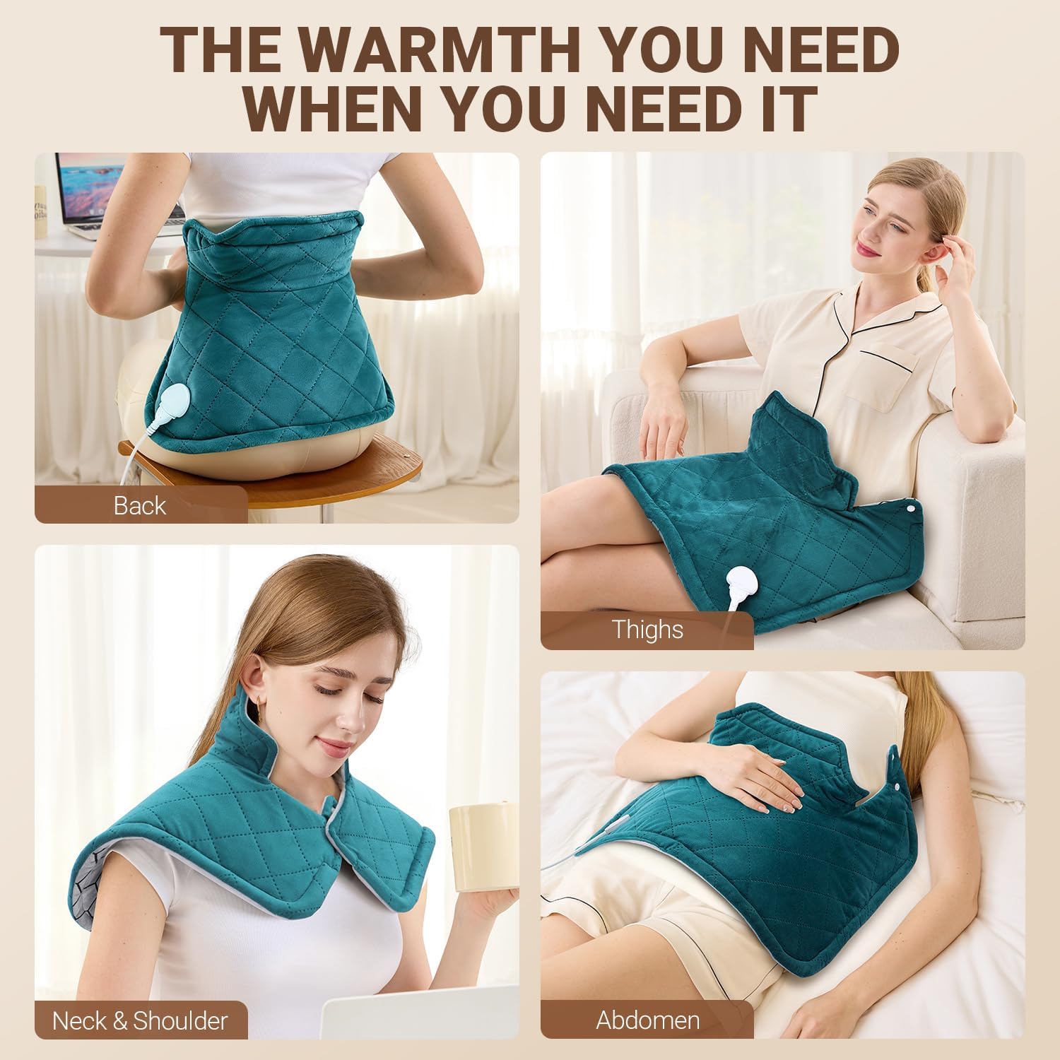 Valentines Day Gifts for Her Him Women Men Mom Dad, Graphene-Infused Heating Pad for Neck and Shoulders and Back, Deeper Pain Relief Weighted Heat Pads, Heated Wrap with 6 Heat Settings and 4 Auto-Off - Image 6