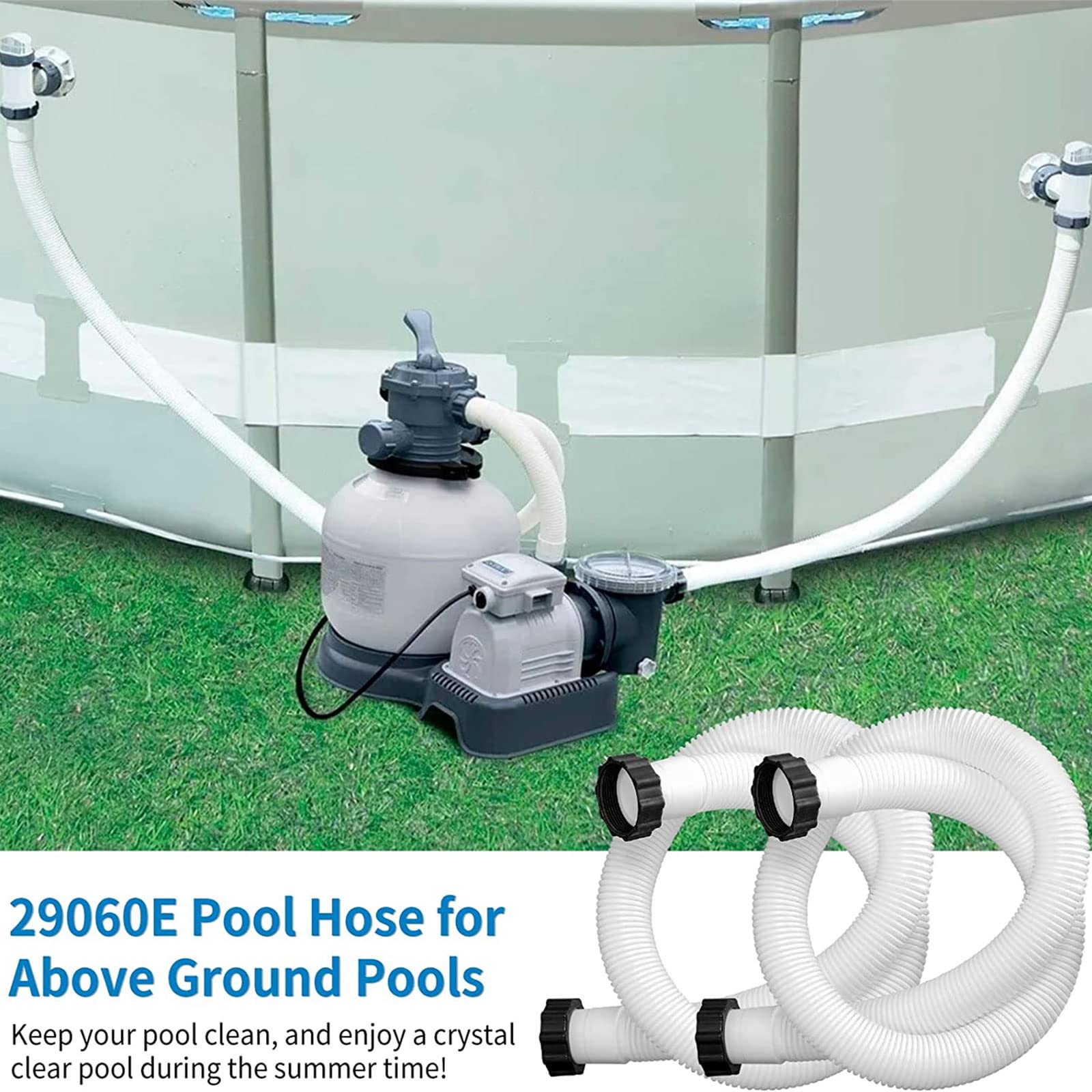 29060E Poolpumpenschläuche, 59 Zoll Poolschläuche für Intexx Filterpumpen, Sandfilter mit einer Kapazität von 1.500 bis 2.500 GPH, 1/2 / 4 Stück Sandfilterpumpe für oberirdische Teile,