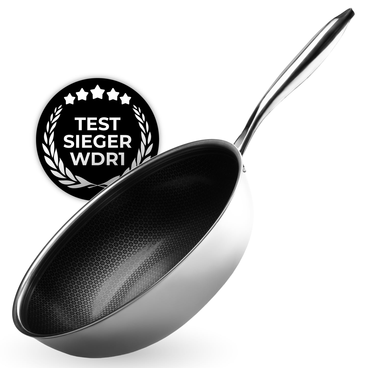 Onyx Cookware Wokpfanne 30 cm – Beschichtete Pfanne Induktion | Für alle Herdarten; kratzfeste Antihaft-Oberfläche; 3-Schicht Edelstahl/Aluminium; PFAS-frei; ofenfest bis 260 °C