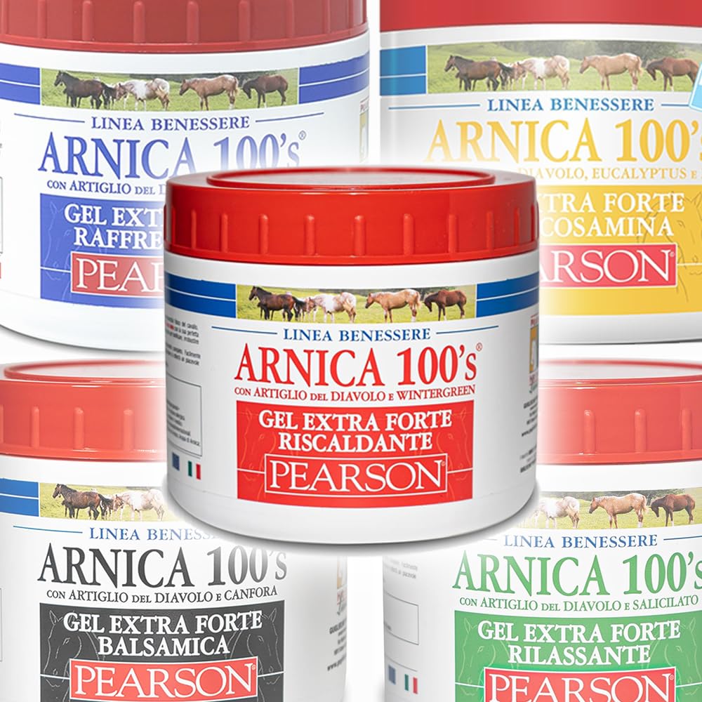 ARNICA 100'S - Arnica pour chevaux, Gel chauffant extra-fort Pearson [500ml]. Crème à l'arnica Gel fort griffe du diable et menthol. Pommade défatigante et relaxante