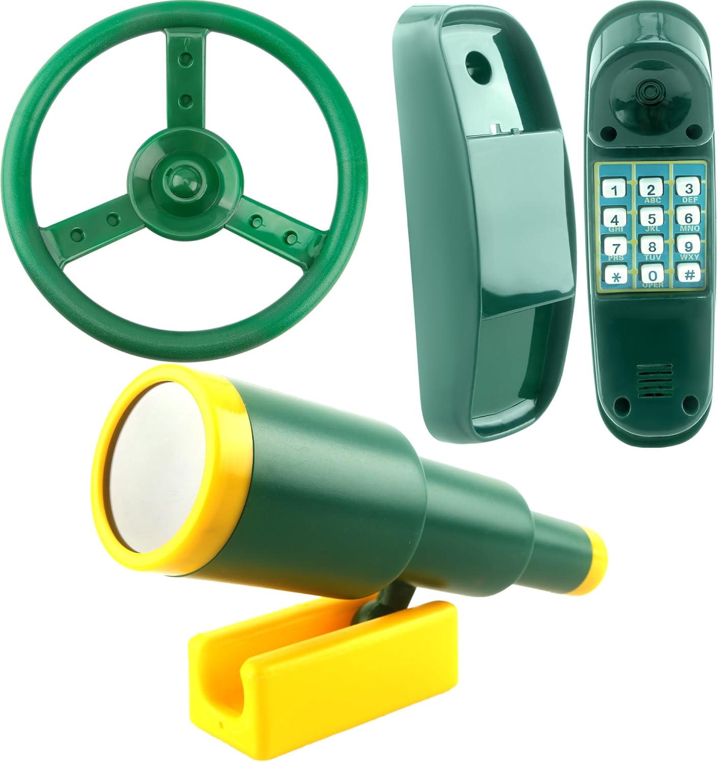 Playground Accessories Swingset Steering Wheel Plastic Telescope Telephone Swingset Phone Toy for Kids Outdoor Playground Backyard Treehouse
