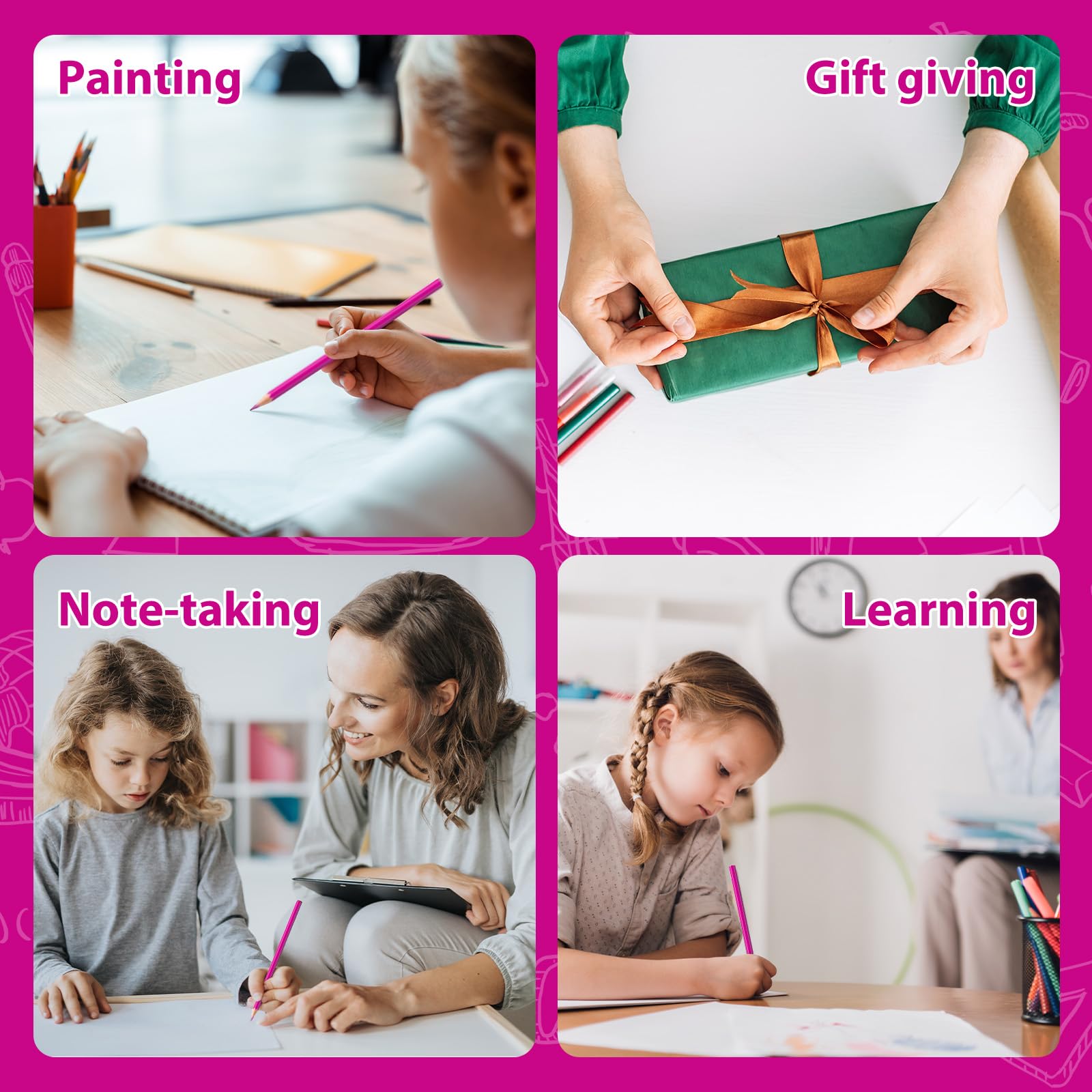 60 Stück rosafarbene Buntstifte, Premium-Zeichenstifte für Ostern und Frühling, für Kinder, Kunsthandwerk und Kunststifte für Kinder, Erwachsene und Schulbedarf (Rosa)