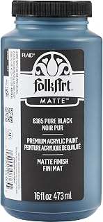 FolkArt 아크릴 공예 페인트, 매트 마감, 퓨어 블랙, 473.2ml (16온스)