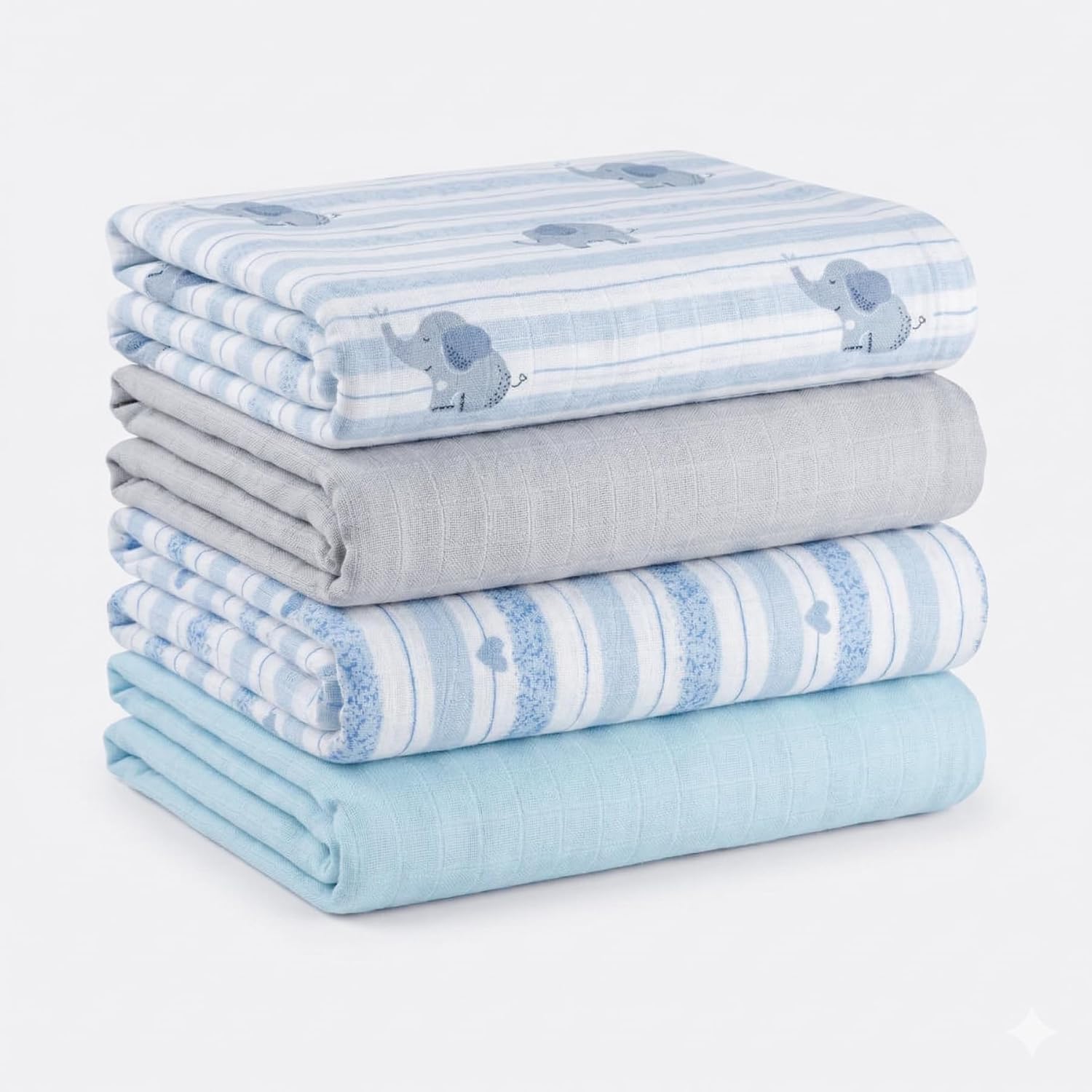Muslin Swaddle Blankets for Newborns, 4 Pack Multipurpose 100% Organic Cotton, Ultra Soft Breathable Receiving Blanket 47 x 47 inches, Swaddle Wrap for Baby Boys & Girls