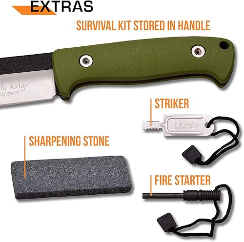 Miniatura 8 de Elk Ridge ER-555 Series Cuchillo de hoja fija con kit de supervivencia, 10.5 pulgadas en total
