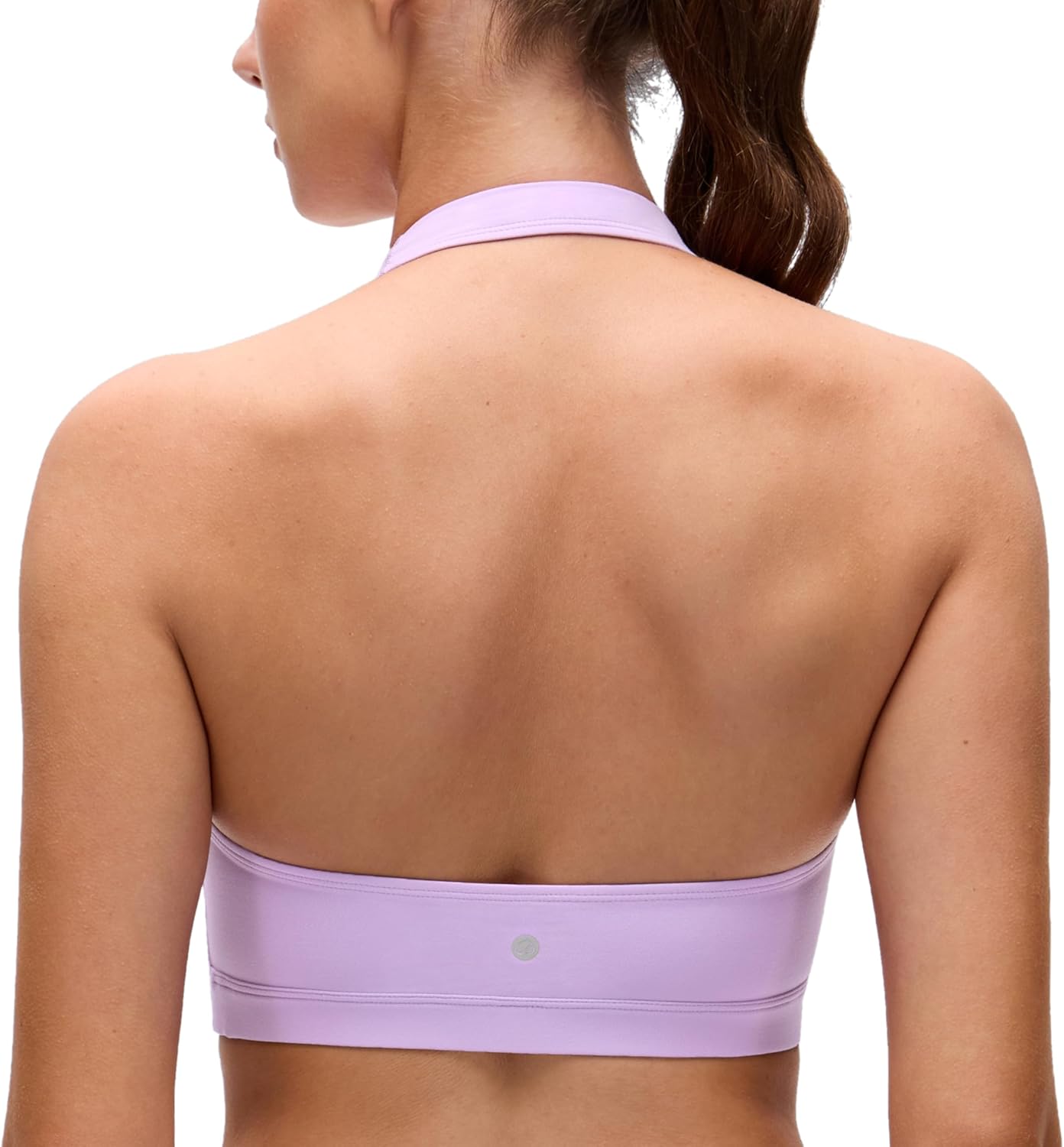 CRZ YOGA Butterluxe Halter Sports Bras for Women - Scoop Neck Padded Open Back Yoga Crop Gym Tops Low Impact