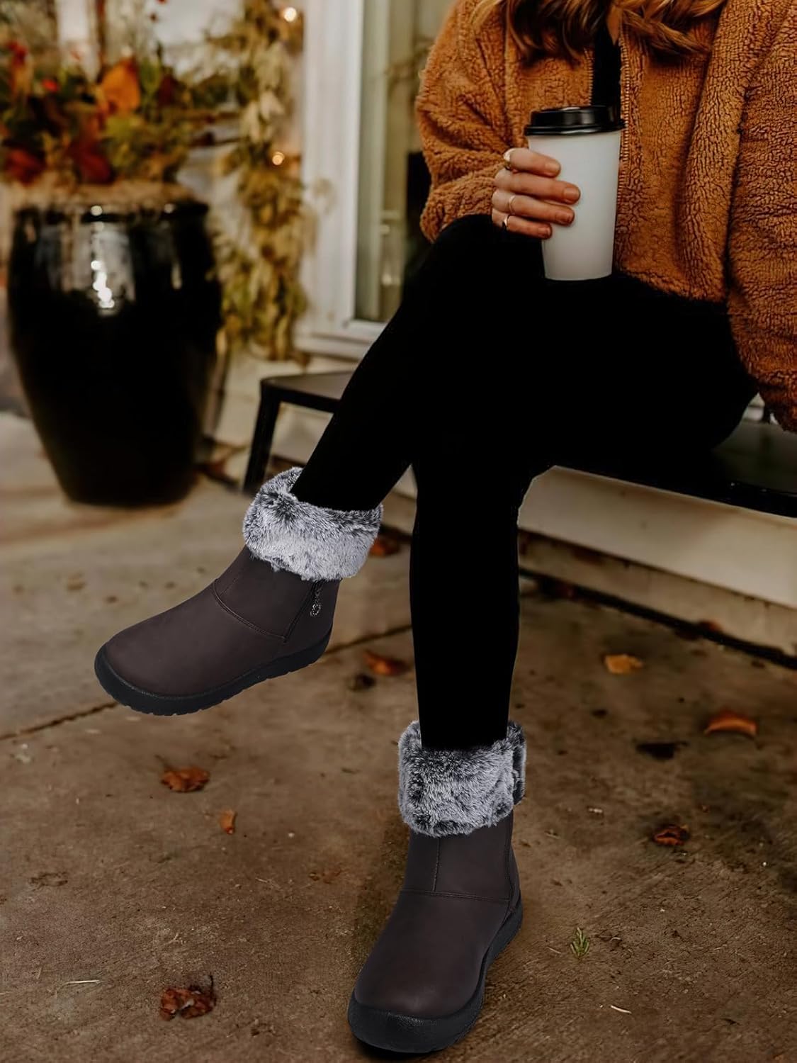 TEMOFON Women Winter Boots Waterproof: Fur Lined Ankle Booties, Wide Width Snow Boots, Warm Comfy, Walking Soft Winter Shoes Size 5-11 - Image 2