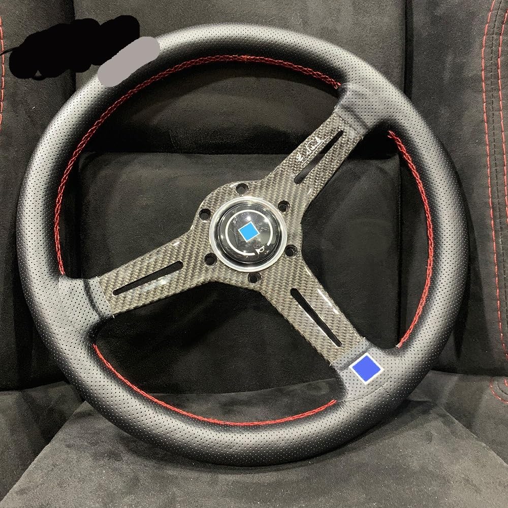 Volante da Corsa universale,Volante da Corsa Volante sportivo universale in pelle for auto in fibra di carbonio da 14 pollici e 350 mm(Size-1)