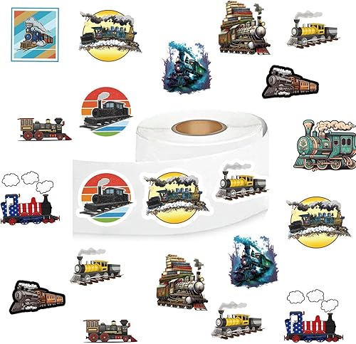 Calcomanías de tren (500 unidades), 10 hojas de calcomanías de estética gráfica de dibujos animados, sellos autoadhesivos para niños, niñas, niños,