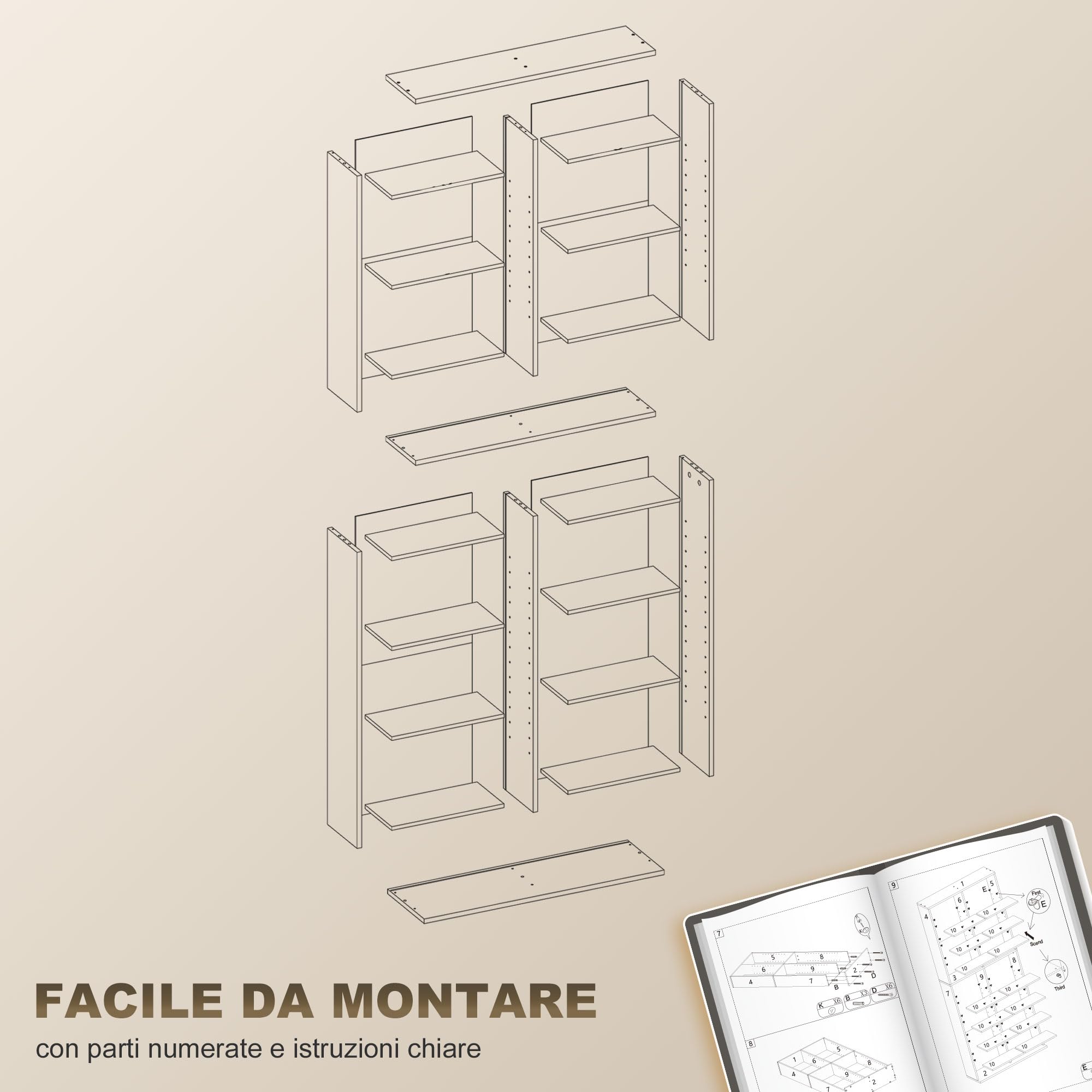 HOMCOM Mobile Porta CD con 14 Ripiani Regolabili, Scaffale Porta 640 CD/360 DVD/430 Blu-ray Salvaspazio, Mobile Portacd con 18 Scomparti, per Soggiorno, Camera da Letto, Ufficio, 78.5x24x175cm, Bianco