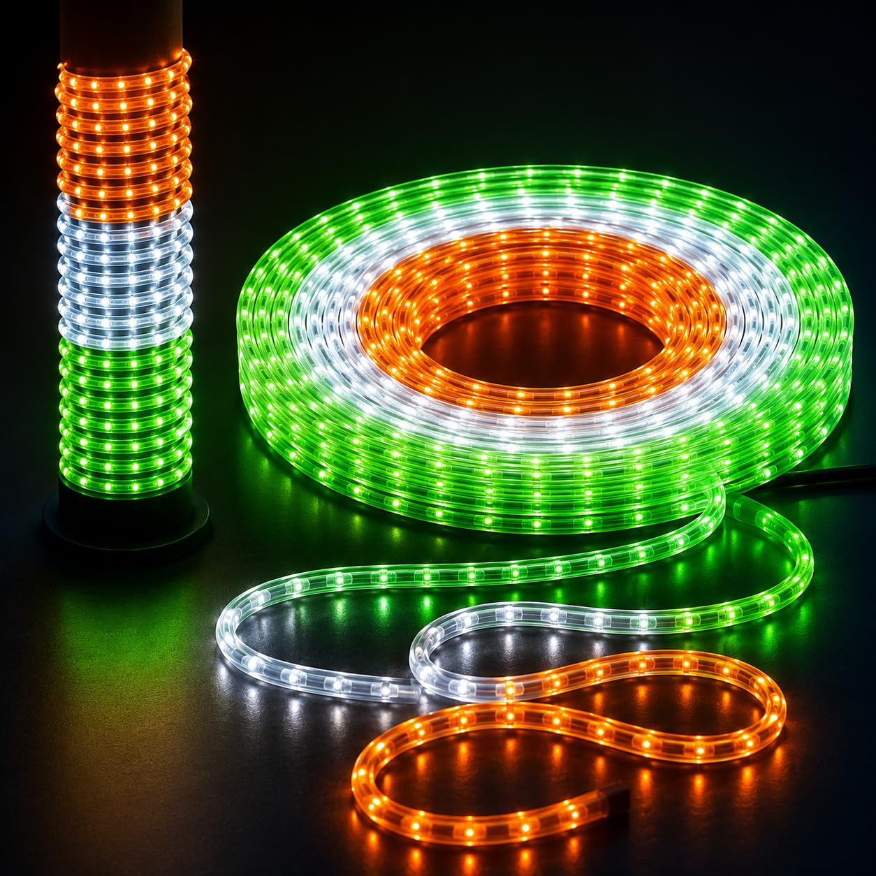 Instapower Tiranga LED Light | Waterproof Tricolor LED Light | Rope Light for Republic Day/Independence Day & Decoration (6 Meter)-image-3