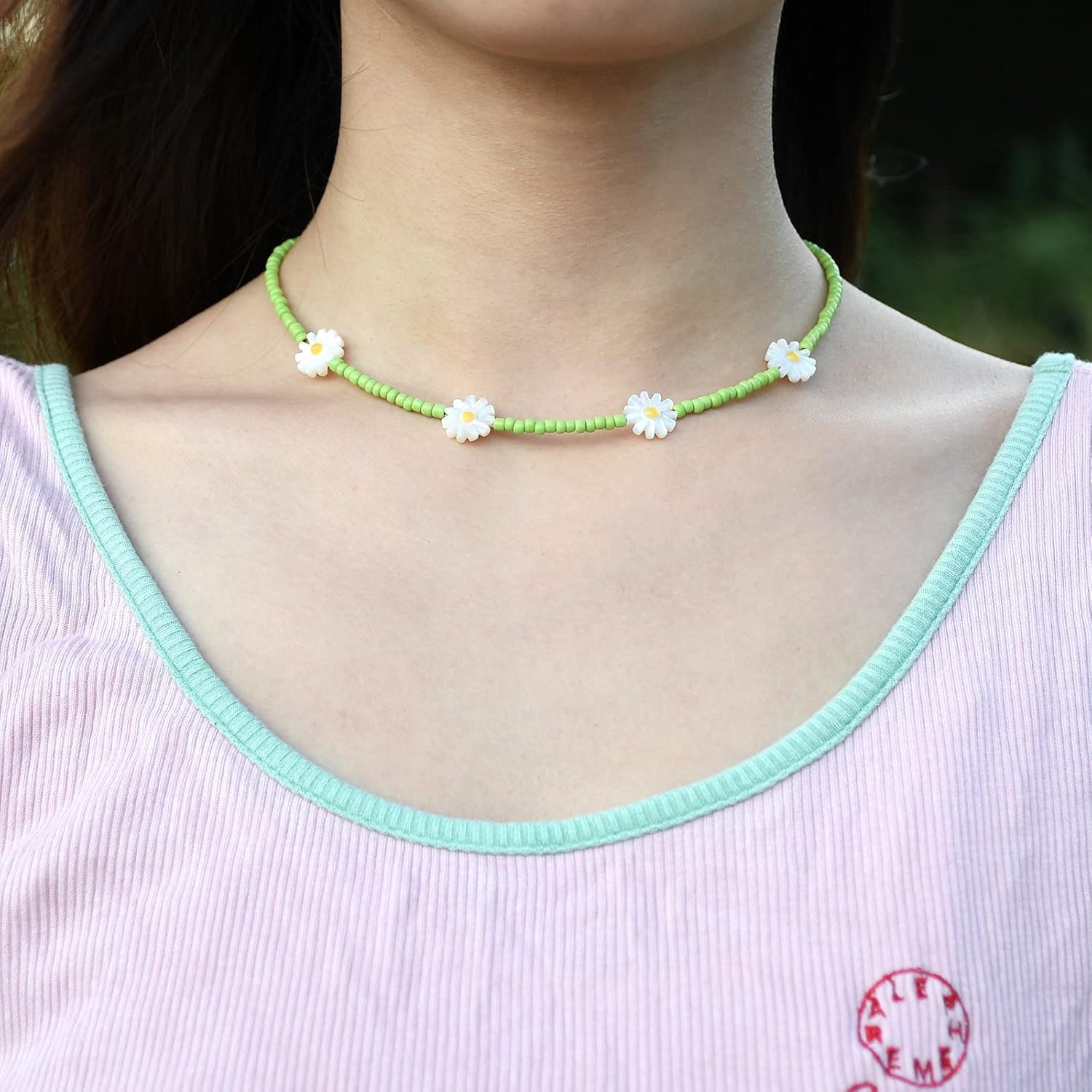 Wellike Tatlı Su İncili Boncuklu Kolye, Kadınlar İçin El Yapımı Boho Tarzı Renkli Cam Boncuklu Gerdanlık Kolye, Paslanmaz Çelik 18K Altın Kaplama Bohem Kadın Yaz Takı Hediyeleri