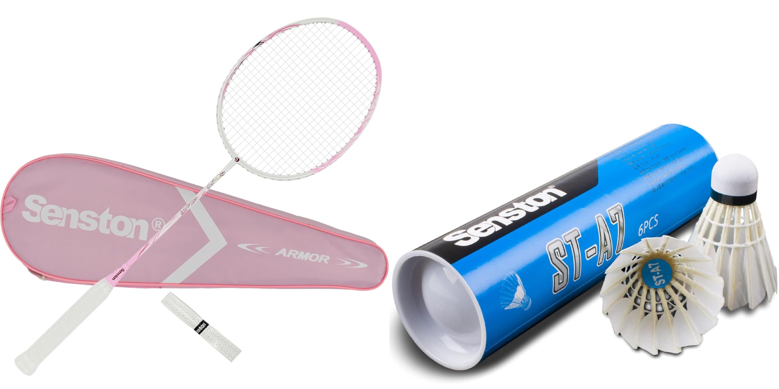 Senston Badminton Schläger mit Federbälle 6 Stück