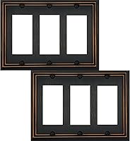 Vista 23 de Cubierta de Interruptor de Luz Doble Toggle/Decorador Individual Placa de Pared de Metal Adler, Paquete de 2 Bronce Envejecido 3 Gang, Cubierta