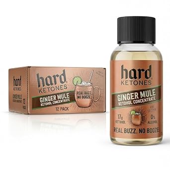 Hard Ketones Ginger Mule Ketohol Concentrate | Alcohol Alternative with 17g Ketohol | Travel-Size | 12 Pack, 2 Oz Bottles