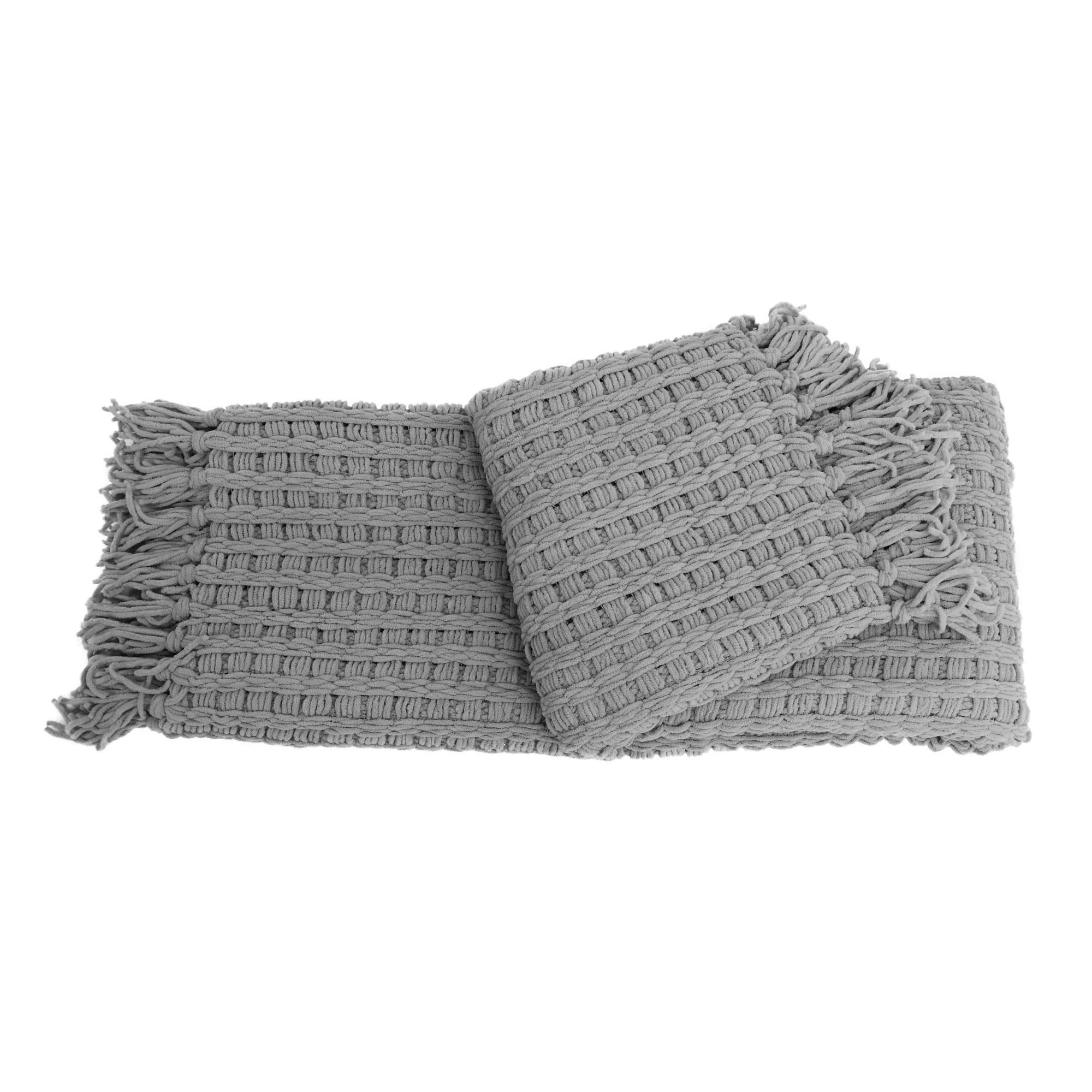 WoodbellmuSafavieh Imani Knit Light Throw Grey Dark Blanket Grey 毛布