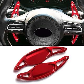 USGitke Car Steering Wheel Shift Paddle Extension for Kia Stinger 2017-2022, Steering Wheel Shift Paddle Cover Trimming Aluminium Alloy Inner Accessories, Red