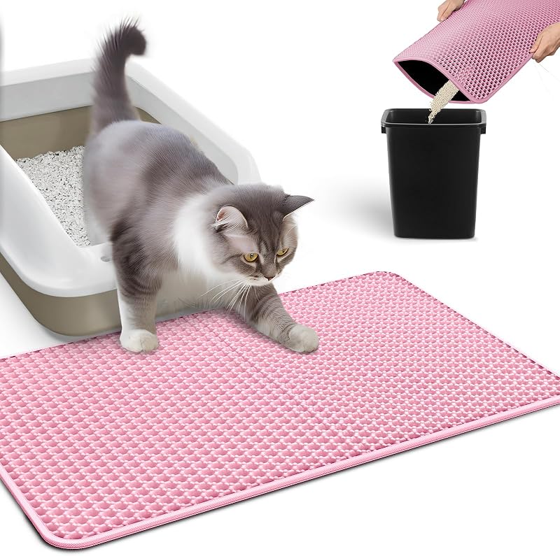 Tapete para Caixa de Areia de Gatos Powools, Impermeável e Antiderrapante, Rosa, 60,96 x 38,1 cm