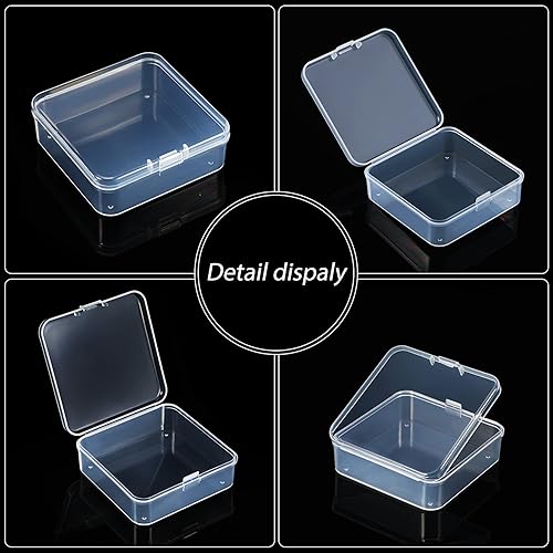 Miniatura 48 de Paquete de 48 recipientes de plástico transparente pequeños con tapa con bisagras para objetos pequeños, manualidades, joyería