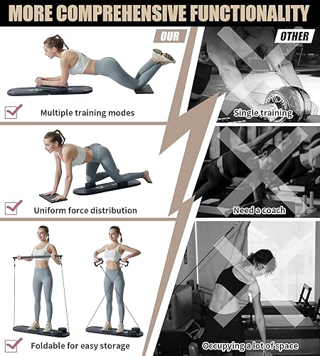 Miniatura 6 de Tabla de pilates - Juego de reformador de pilates para entrenamiento en casa, tabla de ejercicios 7 en 1, tabla de rodillo abdominal, entrenador de
