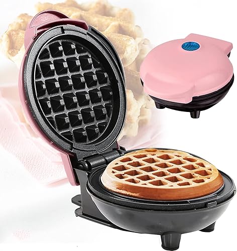 Mini máquina para hacer gofres, plancha eléctrica antiadherente portátil de 350 W, diseño compacto pequeño, fácil de limpiar, superficies