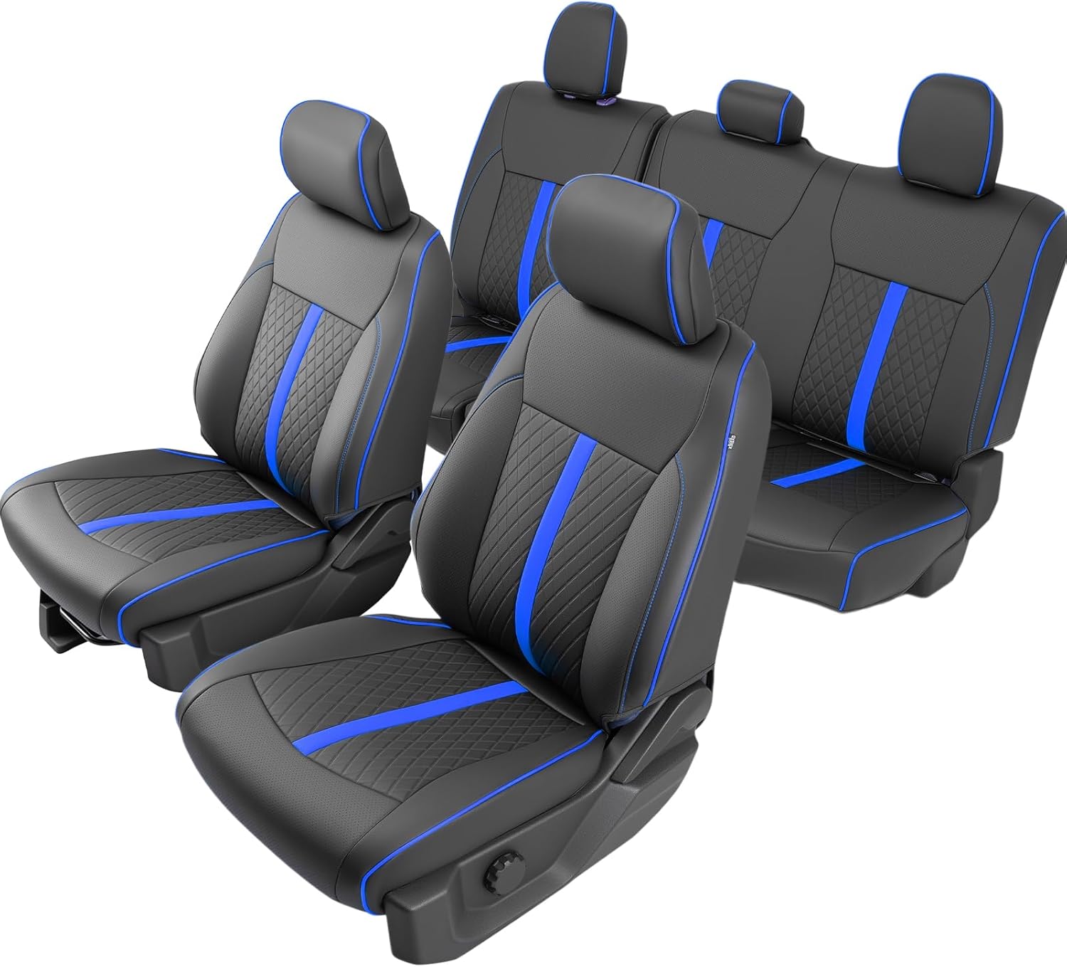 DrCarNow Car Seat Covers for Ford F-150: 2015–2025 SuperCrew XL XLT, Full Coverage Leather Truck Seat Protectors, for F150 Pickup Truck Seat Liners for 1st & 2nd Row Bucket Seats Accessories