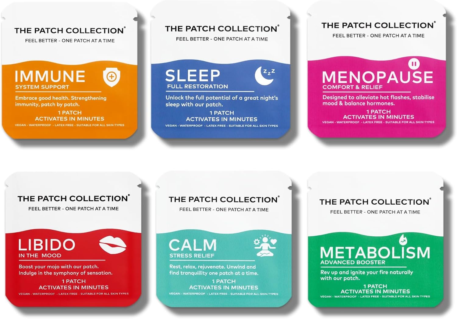 Women’s Health Wellness Patch Bundle | The Patch Collection (6 Patches: Immune, Sleep, Menopause, Libido, Calm & Metabolism) for Balance, Vitality & Wellness