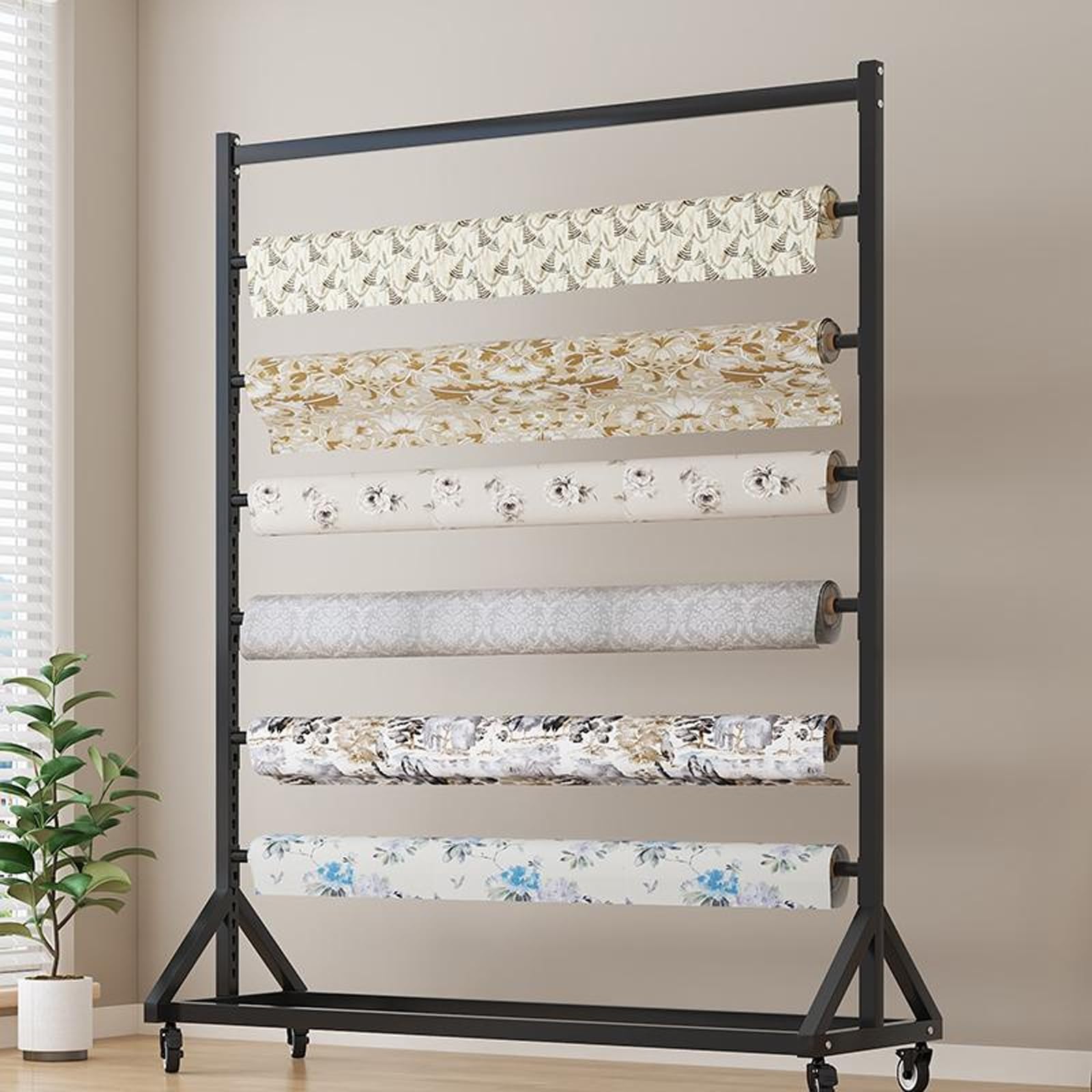 Adjuble - Estante para rollo de vinilo con ruedas, carrito de tela pesada para vinilo, cuero, película de ventana y papel pintado, 57.5 pulgadas de alto para manualidades y exhibición
