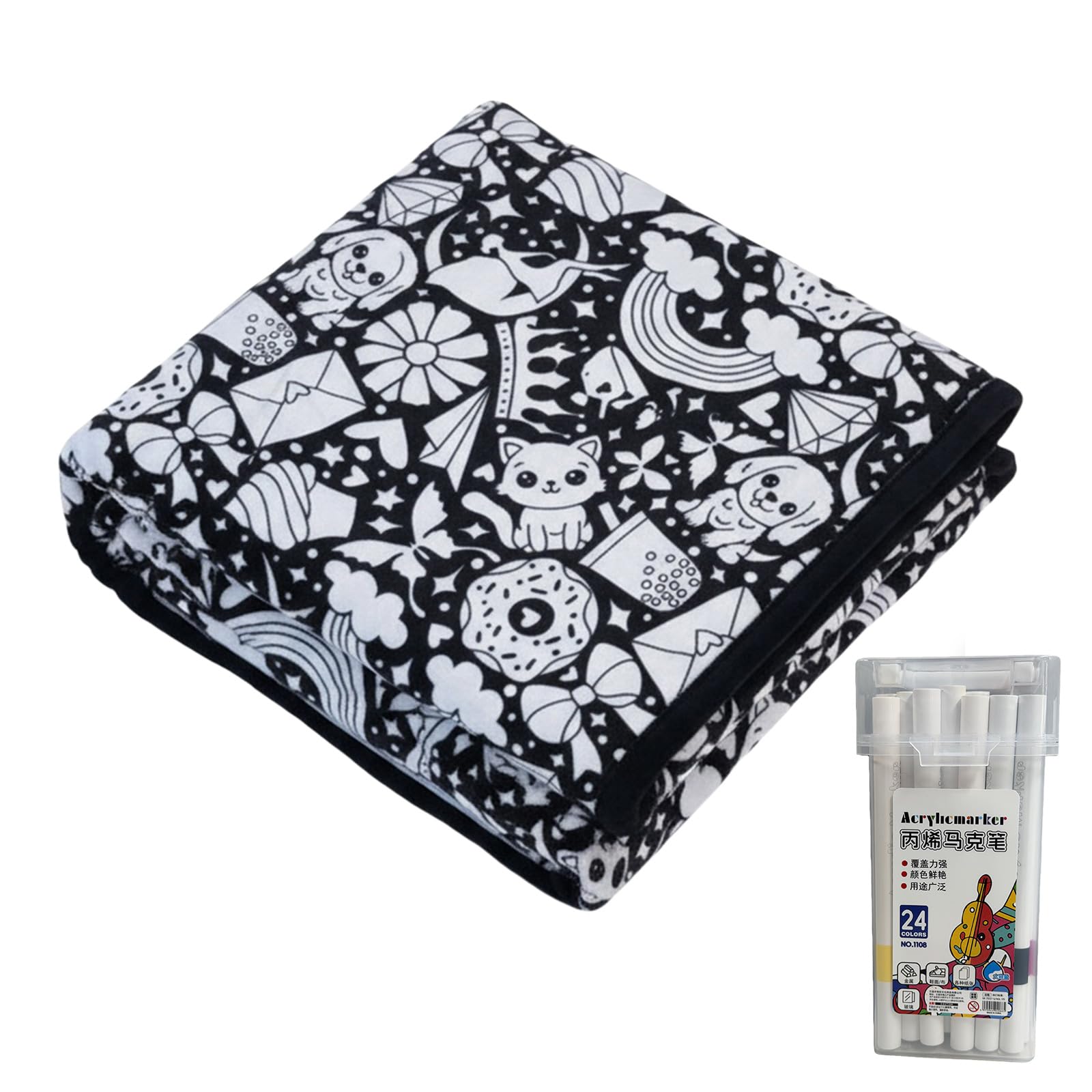Color Your Own Blanket Washable Fuzzy Velvet Creative Art Project with Markers Painting Blanket for Holiday Arts Crafts Activity Party