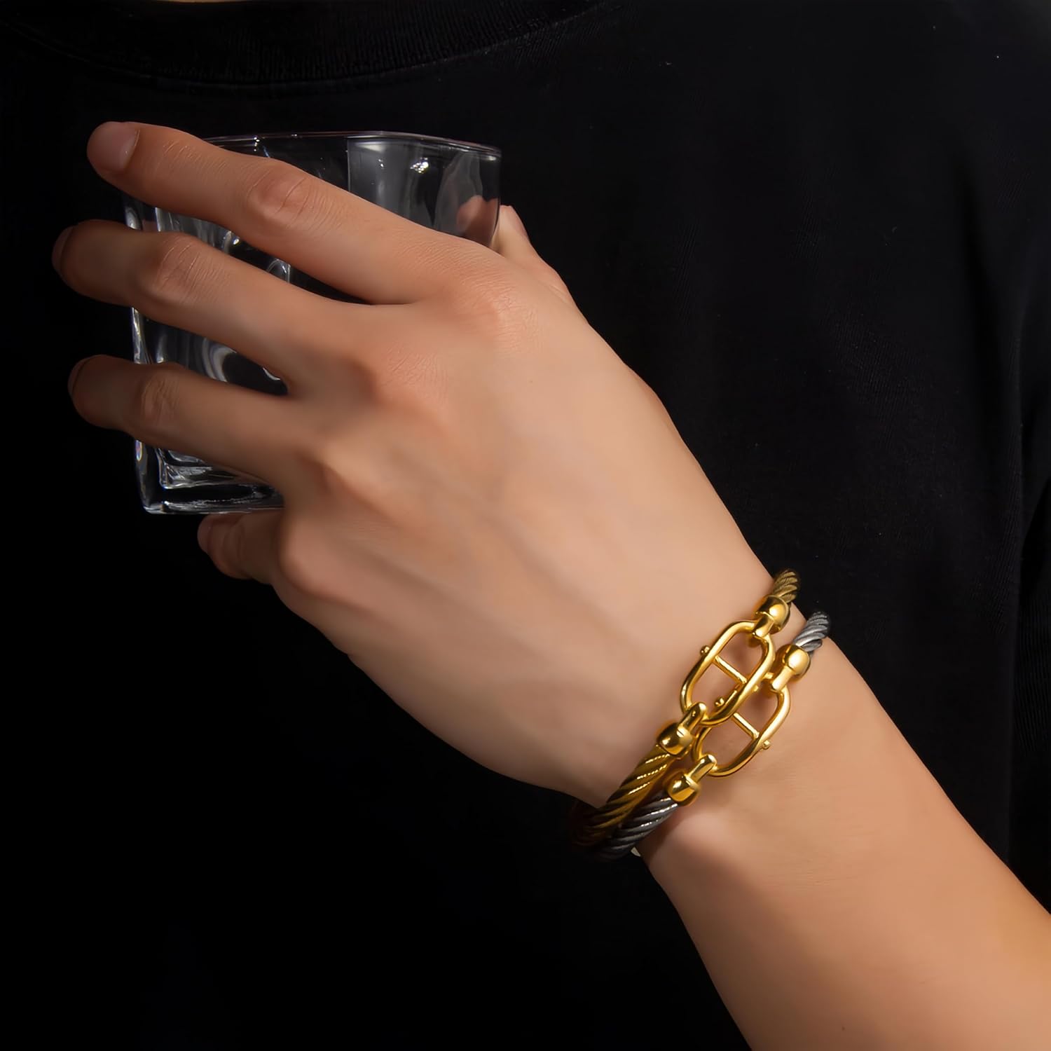 Gold Bracelets for Men Friendship Love Bangle Bracelets Adjustable Stainless Steel Cuff Bracelet Jewelry Birthday Gifts for Mens Womens - Image 4