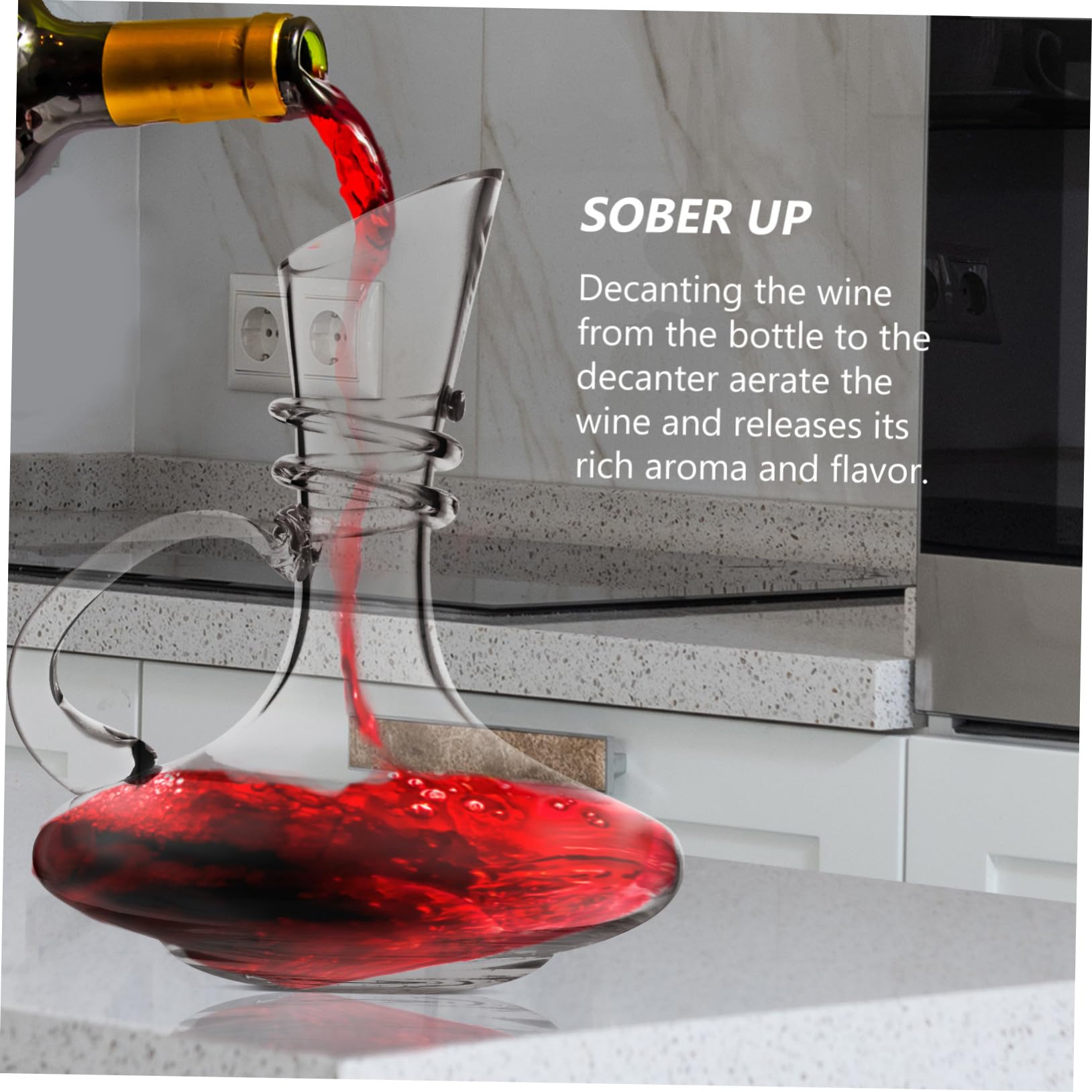 Alipis 1pezzi Decanter Per Vino in Vetro Capace Decanter Veloce Per Vino e Brandy Bottiglia Per Servire Design Elegante