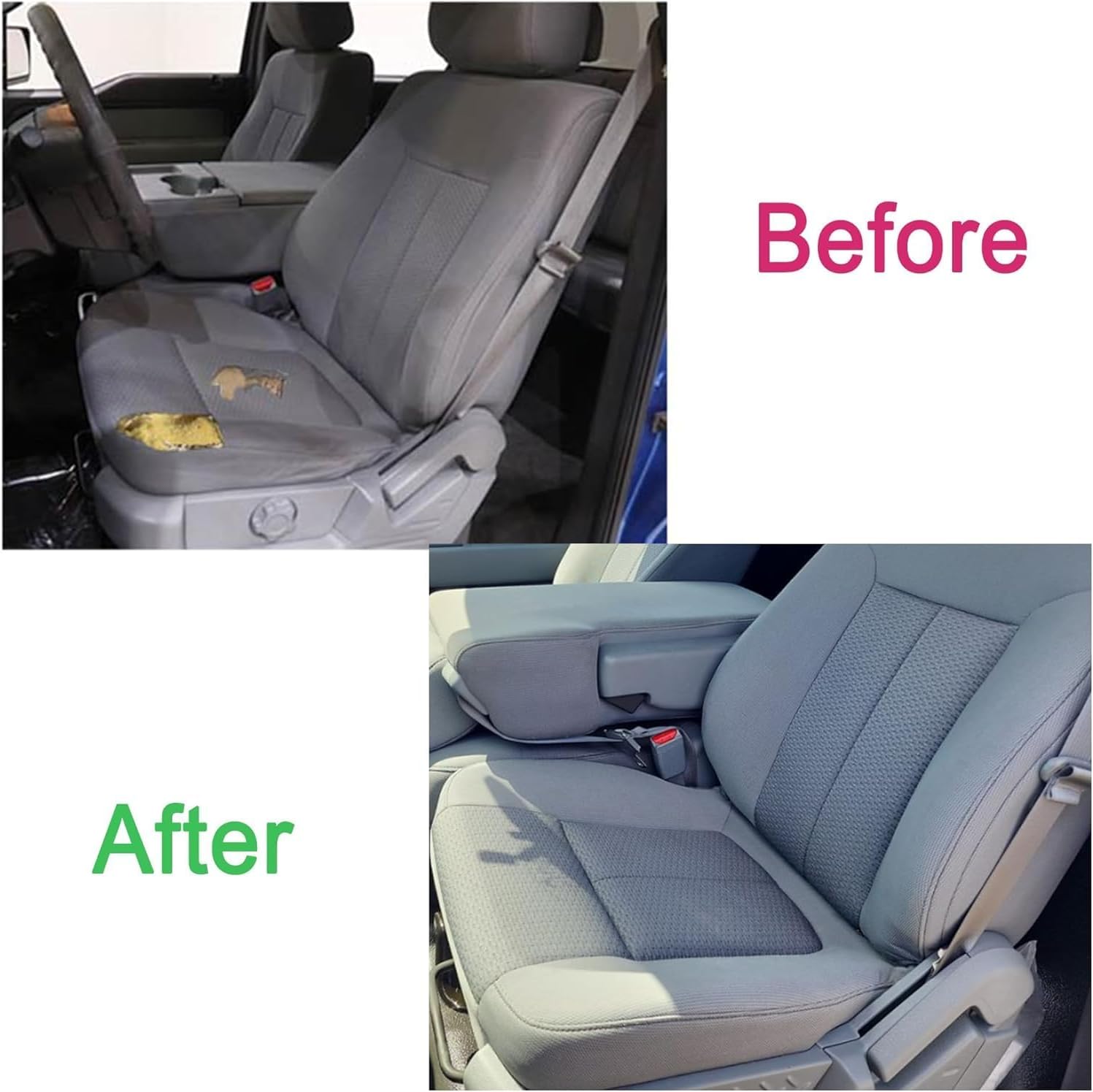 GXARTS Driver and Passenger Side Bottom Lower & Top Lean Back Replacement Cloth Seat Cover Steel Gray Compatible with Ford F150 Lariat Crew-Cab X-Cab Single-Cab 4X4 2WD 2009 2010 2011 2012 2013 2014