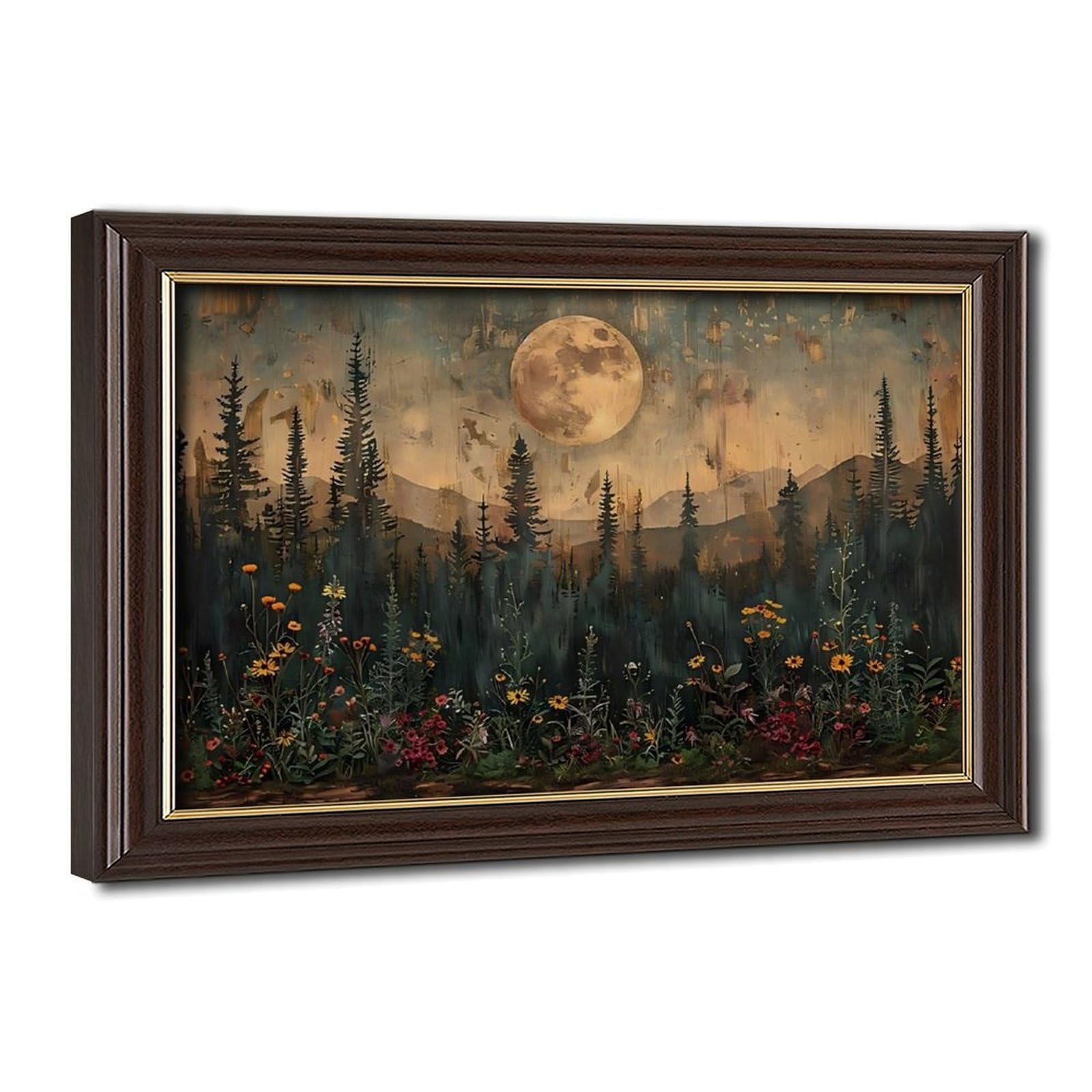 Bareronor Moonlit Pine Forest Canvas Poster Bedroom Decor Landscape Office Room Decor Gift 24" L X 36" W
