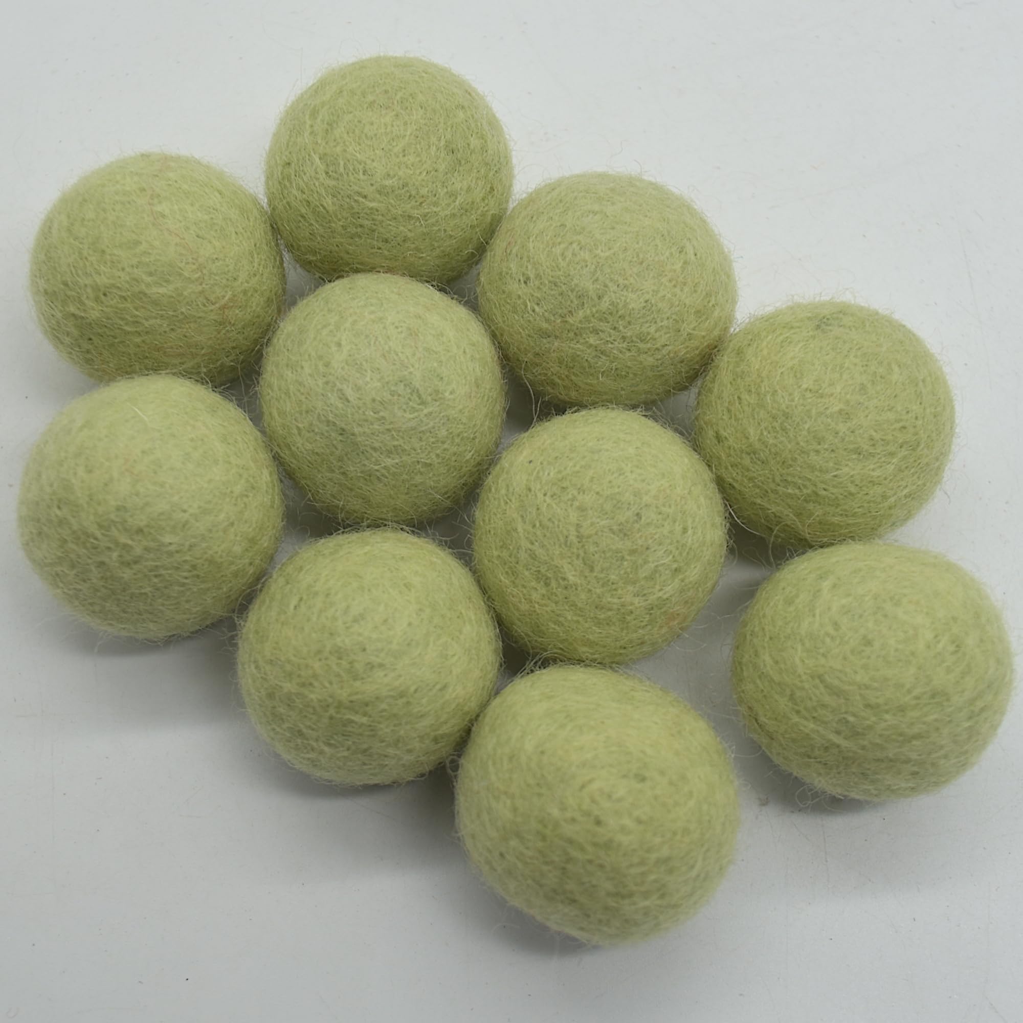 Oriental Direct Based In Yorkshire Light Yellow Green 100% Wool Felt Balls - 5 Felt Balls - 3Cm