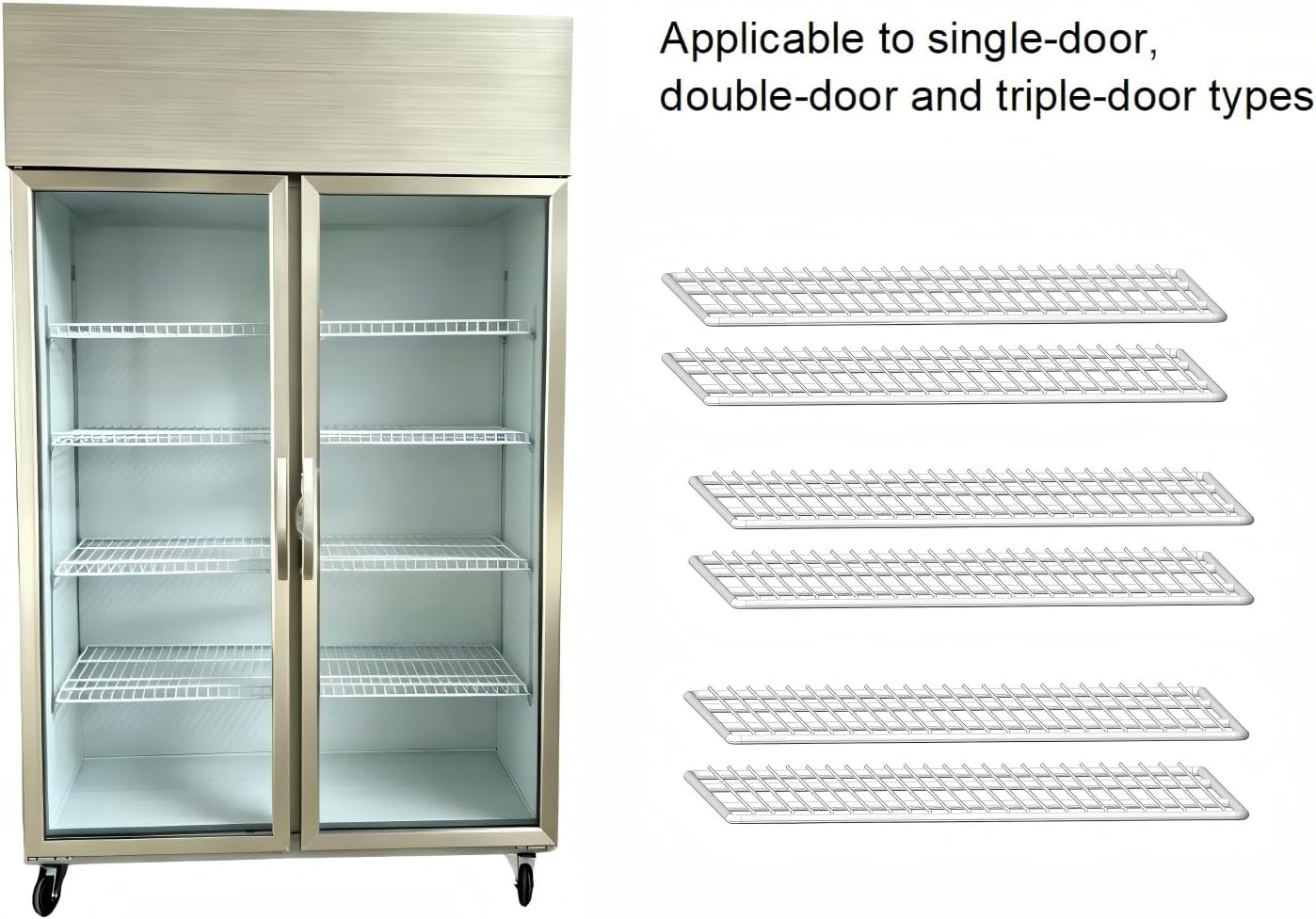 2-Pack Commercial Freezer and Refrigerator Replacement Shelves (24.4" x 22.5") - Adjustable Utility Steel Wire Metal Shelf, White