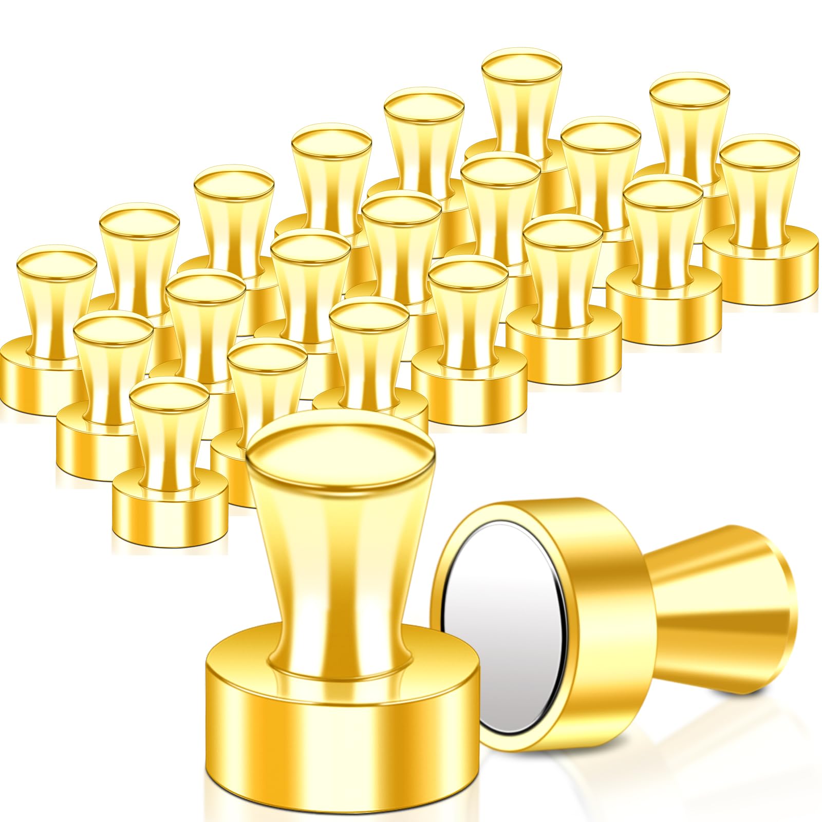 22 Pack Fridge Magnets Strong Magnets for Whiteboard, Push Pin Magnets, Refrigerator Magnets Small Strong Rare Earth Magnets Neodymium Magnet for Office, Classroom, Kitchen, Home, Gold