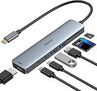MOKiN 7-in-1 USB C Hub for MacBook Pro/Air: 4K@60Hz HDMI, 100W PD, SD/TF Reader, 2x USB 3.0, USB C Data - Dell XPS Compatible