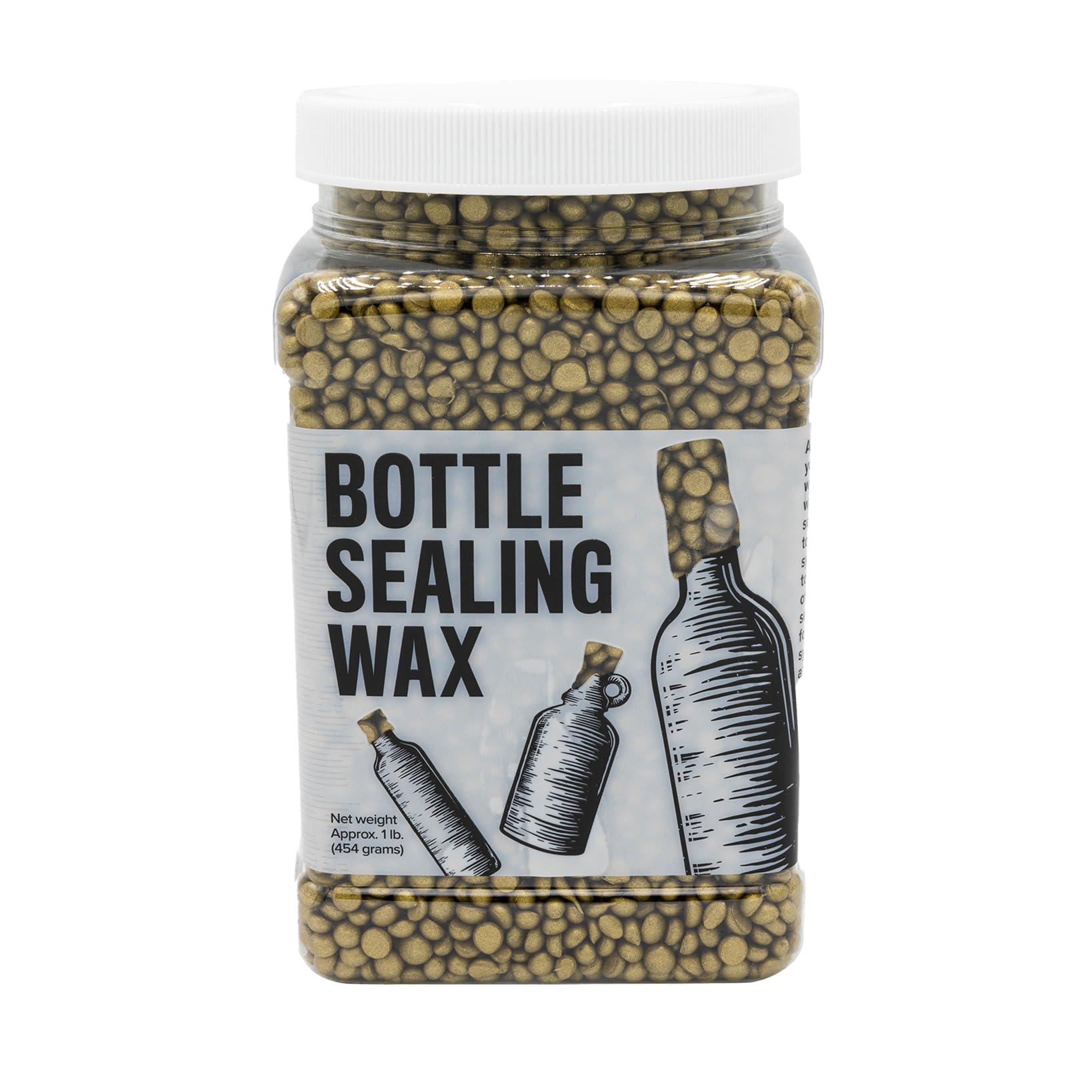 BW Blended Waxes, Inc. Bottle Sealing Wax 1 lb. Pastilles - Resilient and Versatile Bottling Wax For Wine, Beer, and Liquor Bottle Sealing - Seals Between 25-30 Bottles (Gold)