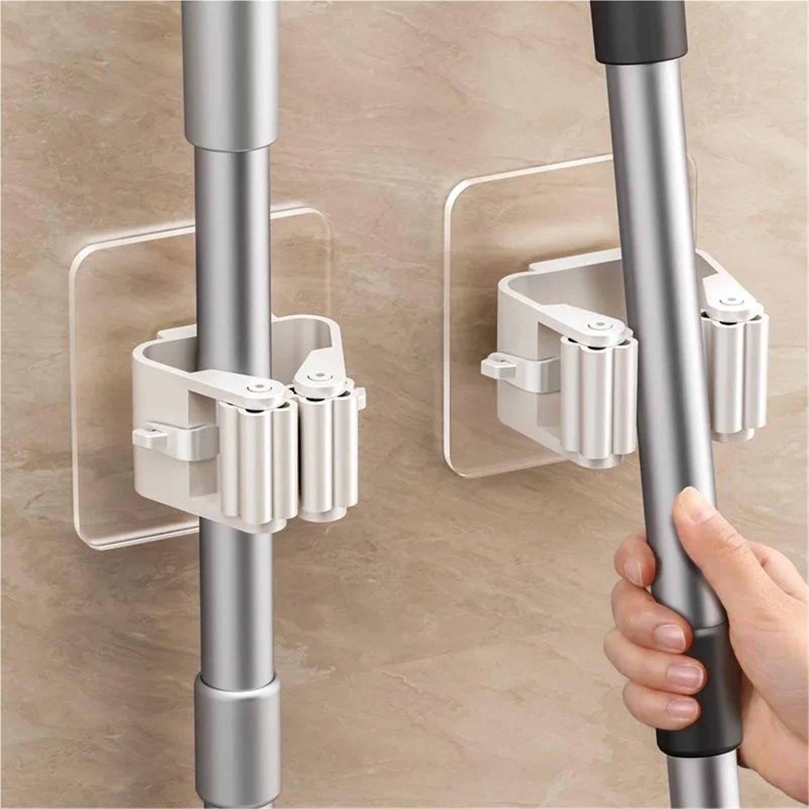 Porta Scope Parete Ganci multiuso Adesivo da parete for appendere lo spazzolone Gancio appendiabiti Cucina Bagno Organizzazione Accessori for l'organizzatore della casa per cucina(White 20pcs)