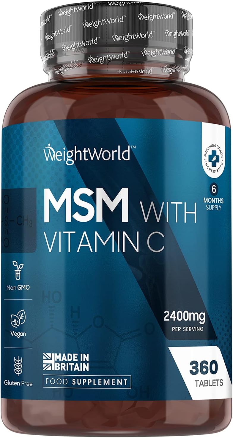 MSM Tablets 2400mg High Strength Methylsulfonylmethane with Vitamin C