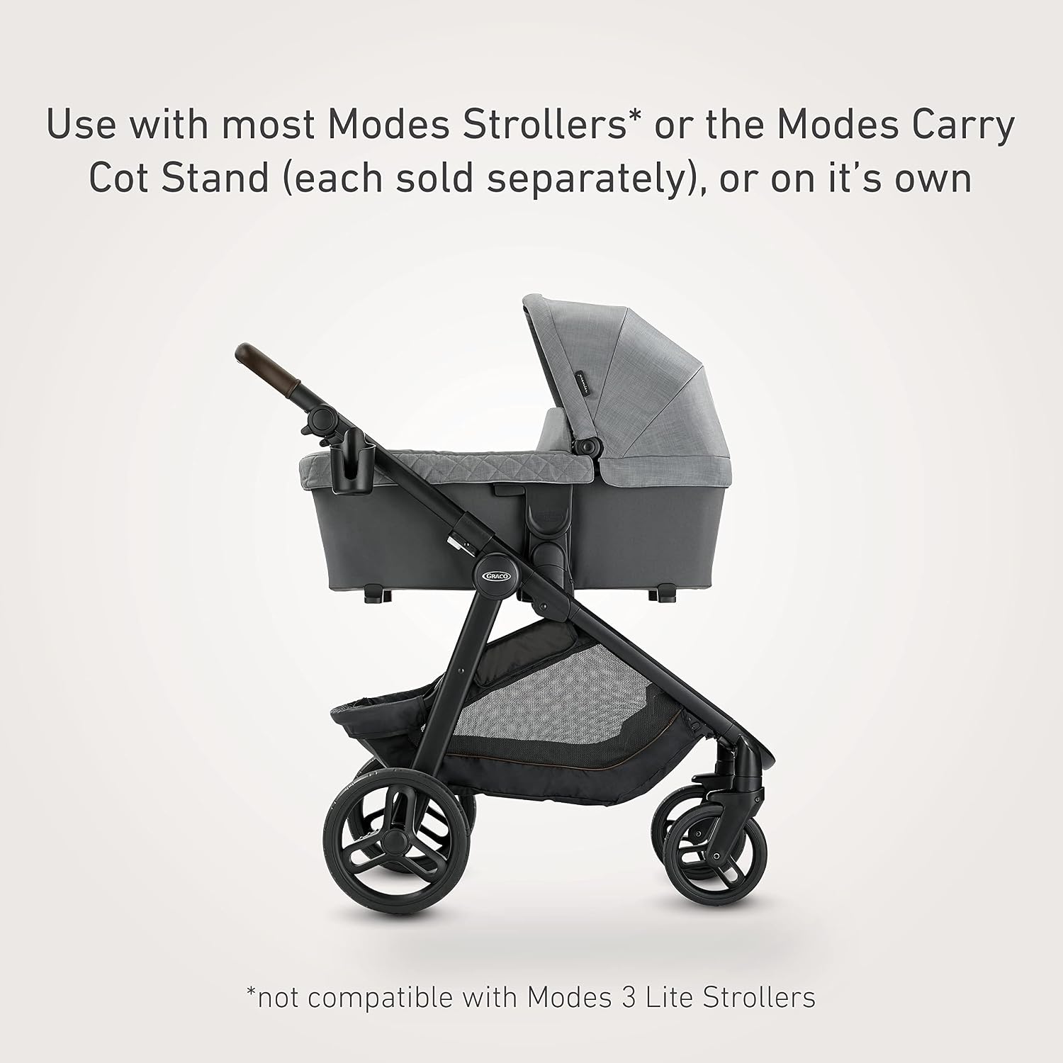 Midtown Grey Vegan Leather Travel Bassinet with Canopy