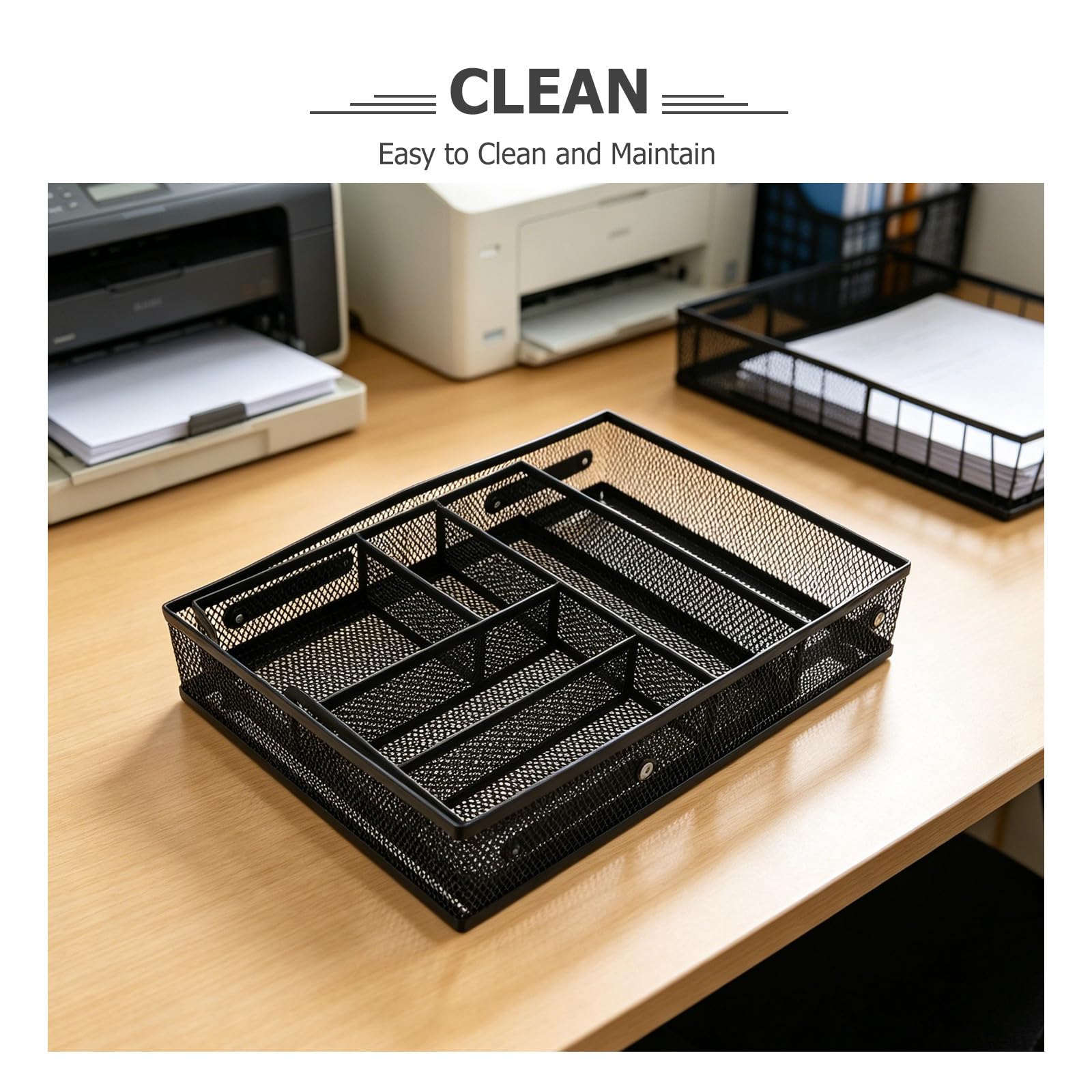 Organizador de Archivos de Escritorio 2 Niveles Elevable de Hierro Negro