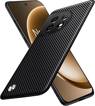 KZIOACSH Case for OnePlus 15, Ultra Thin Carbon Fiber Texture Anti-Scratch Anti-Fingerprint Shock-Absorption Silky Soft Touch Soft TPU Protective Cover Shell for OnePlus 15,Black