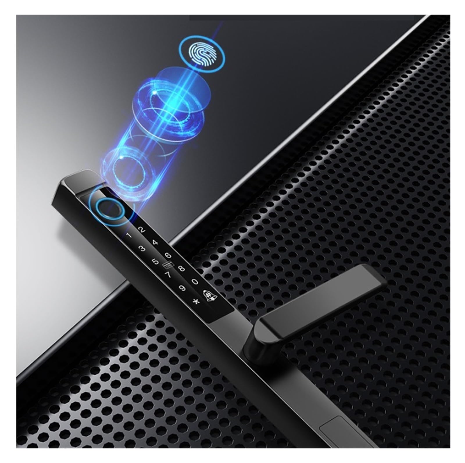 Serrure connectée Serrure de porte intelligente étanche, serrure de porte électronique coulissante à empreintes digitales avec poignée for intérieur et extérieur