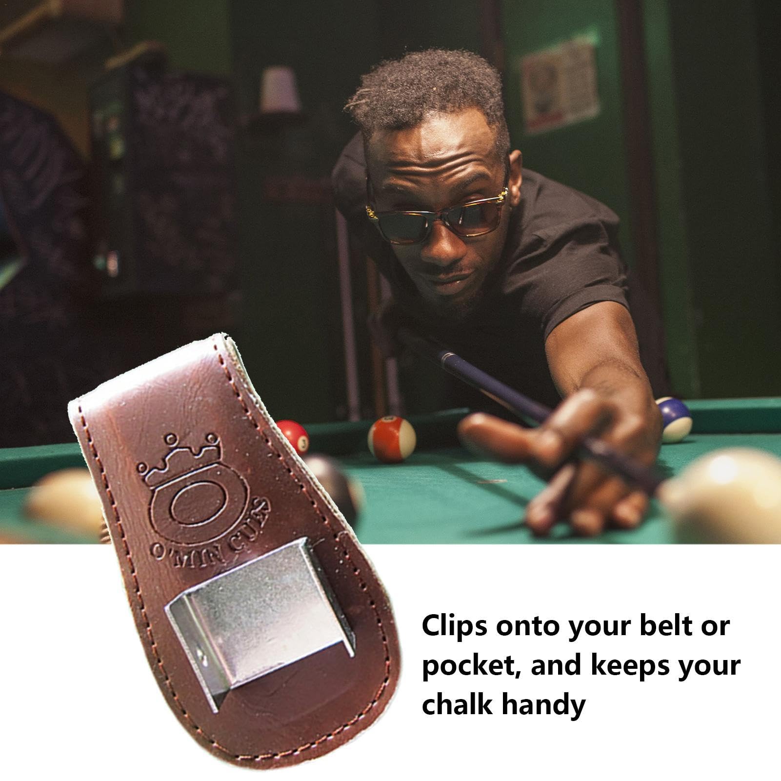 Porta Gessetti Per Biliardo - Custodia In PU Con Gancio - Per Mantenere Puliti Vestiti E Borsa - 12x10cm - Foto 13